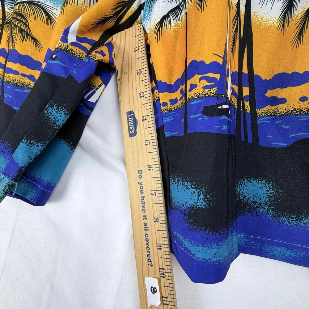 Swim Trunks Mens Large Tropical Sunset Palm Tree Beach Summer Retro